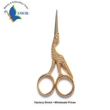 Amor Golden Stork Embroidery Scissors – Fine Tip Precision Craft Shears