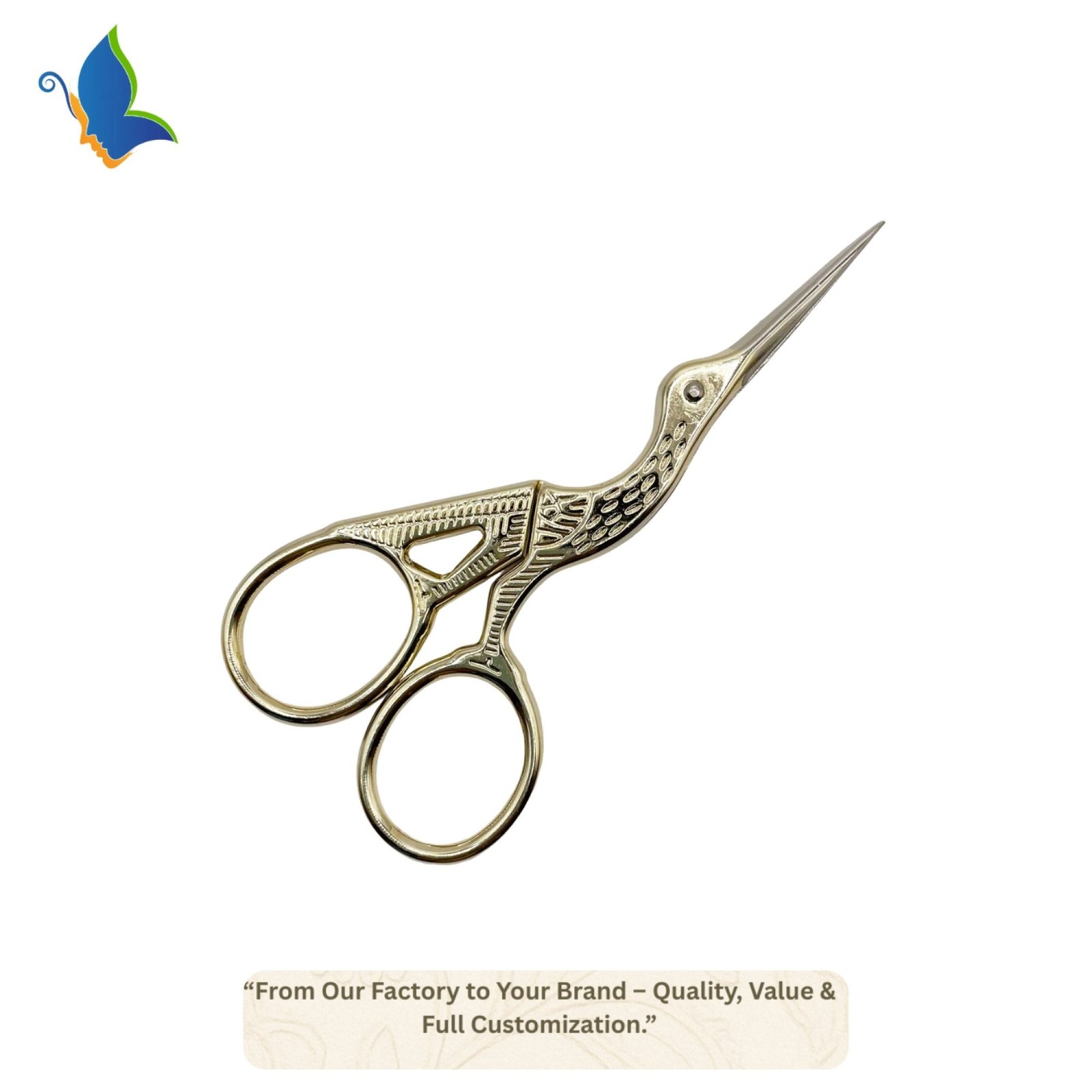 Egret Stork Design Precision Embroidery Scissor