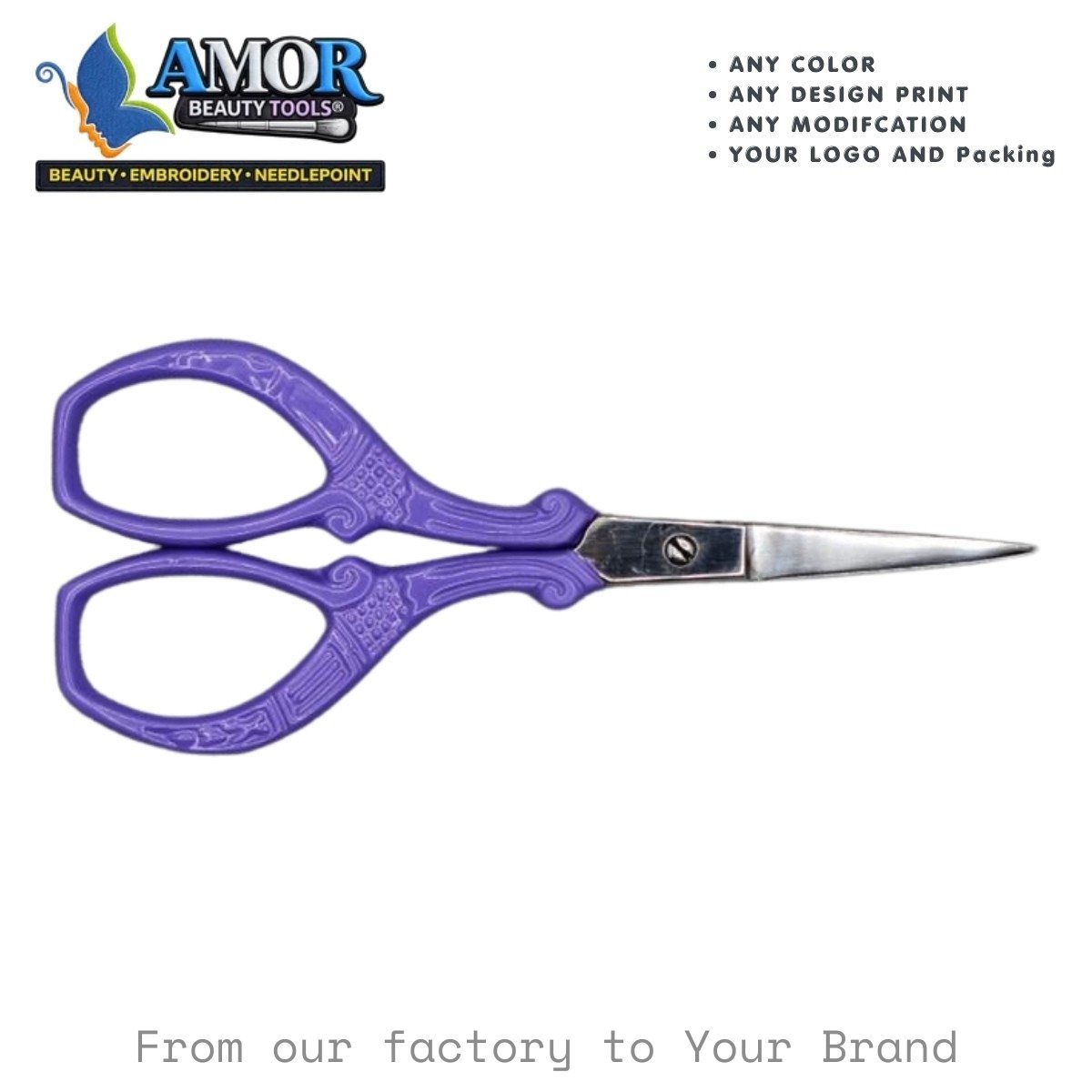 purple handle embroidery scissors fine tip sewing craft tool