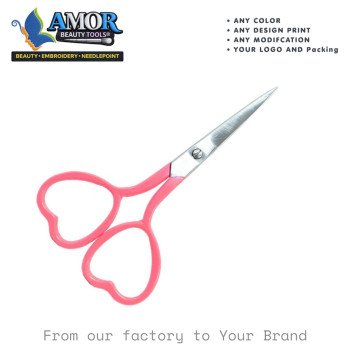 Pink Heart Handle Fine Tip Embroidery Scissors