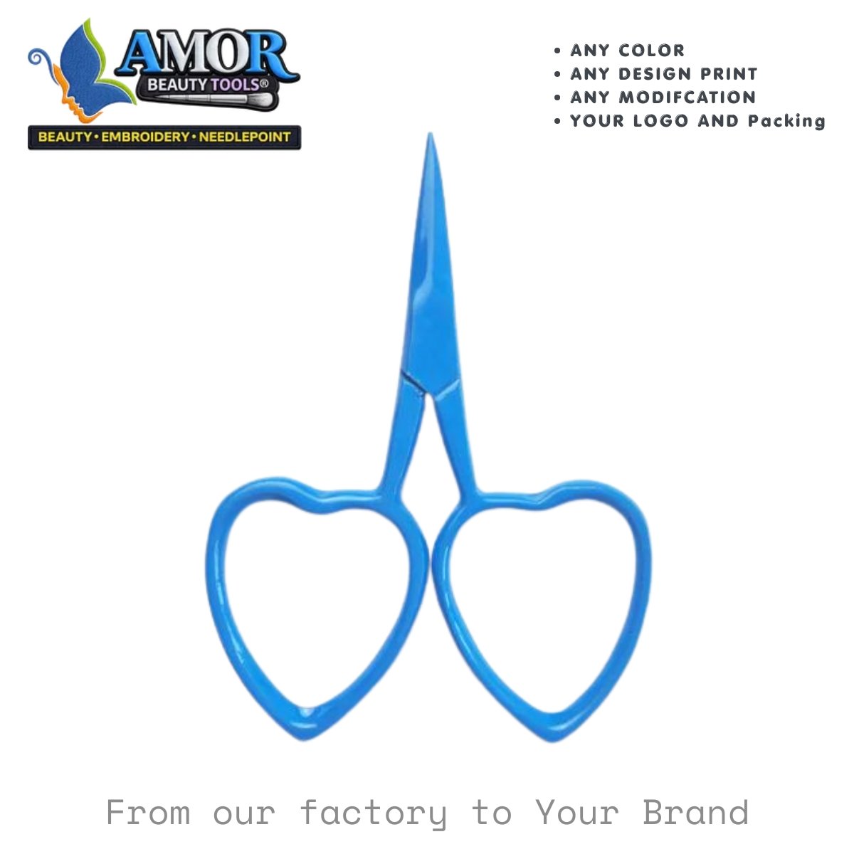 amor heart embroidery scissors fine tip sewing craft beauty tool customizable