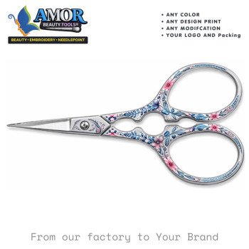 Amor Floral Engraved Fine Tip Embroidery Scissors