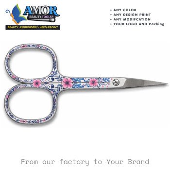 Amor Floral Straight Handle Fine Tip Embroidery Scissors