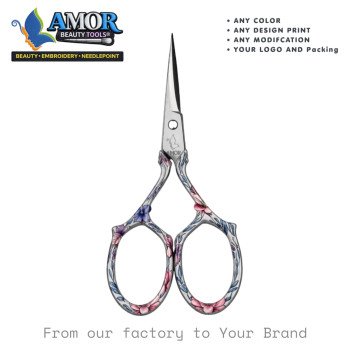 Amor Signature Floral Fine Tip Embroidery Scissors