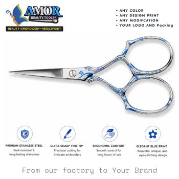 Amor Blue Essence Fine Tip Embroidery Scissors