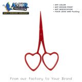 Red Heart Handle Fine Tip Embroidery Scissors